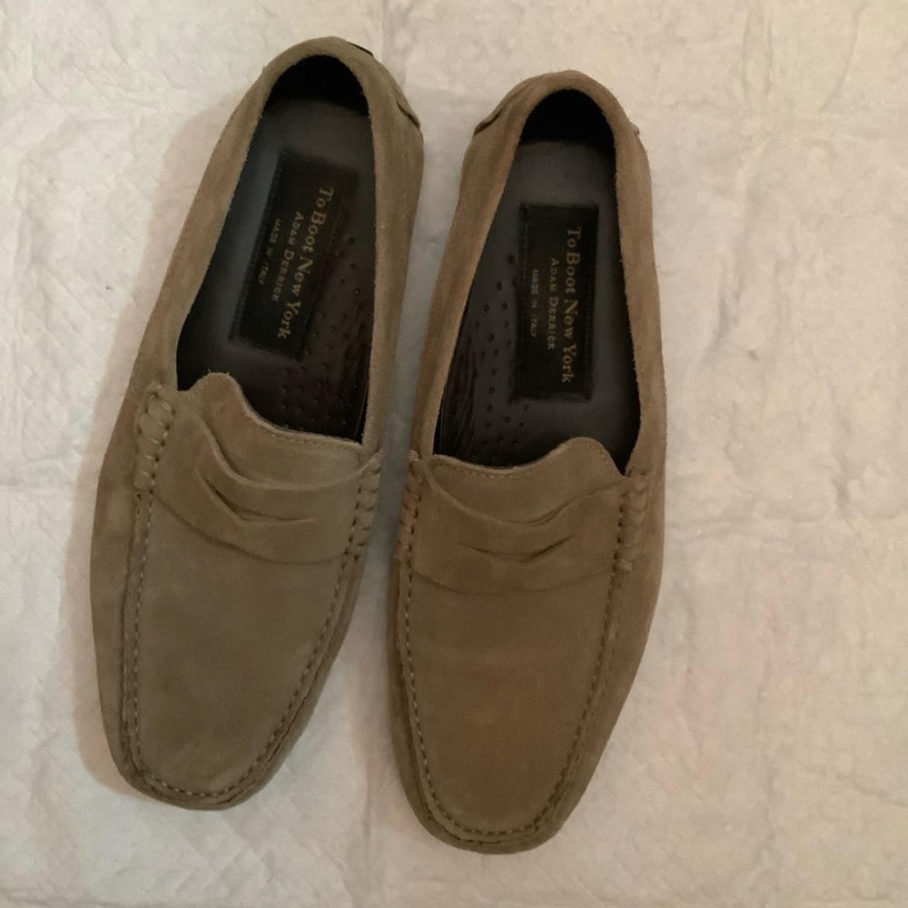 To Boot New York Adam Derrick Suede Brown Men’s 7.5 Drivers Shoes NWOB $325